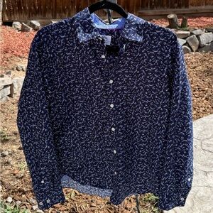 Society Of Threads Navy Floral Button Down Shirt